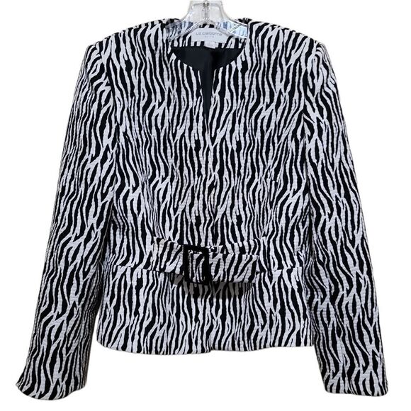 Liz Claiborne Black and White Animal Print Jacket Sz 12 - Picture 5 of 8